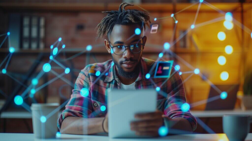 Man working on AI SEO