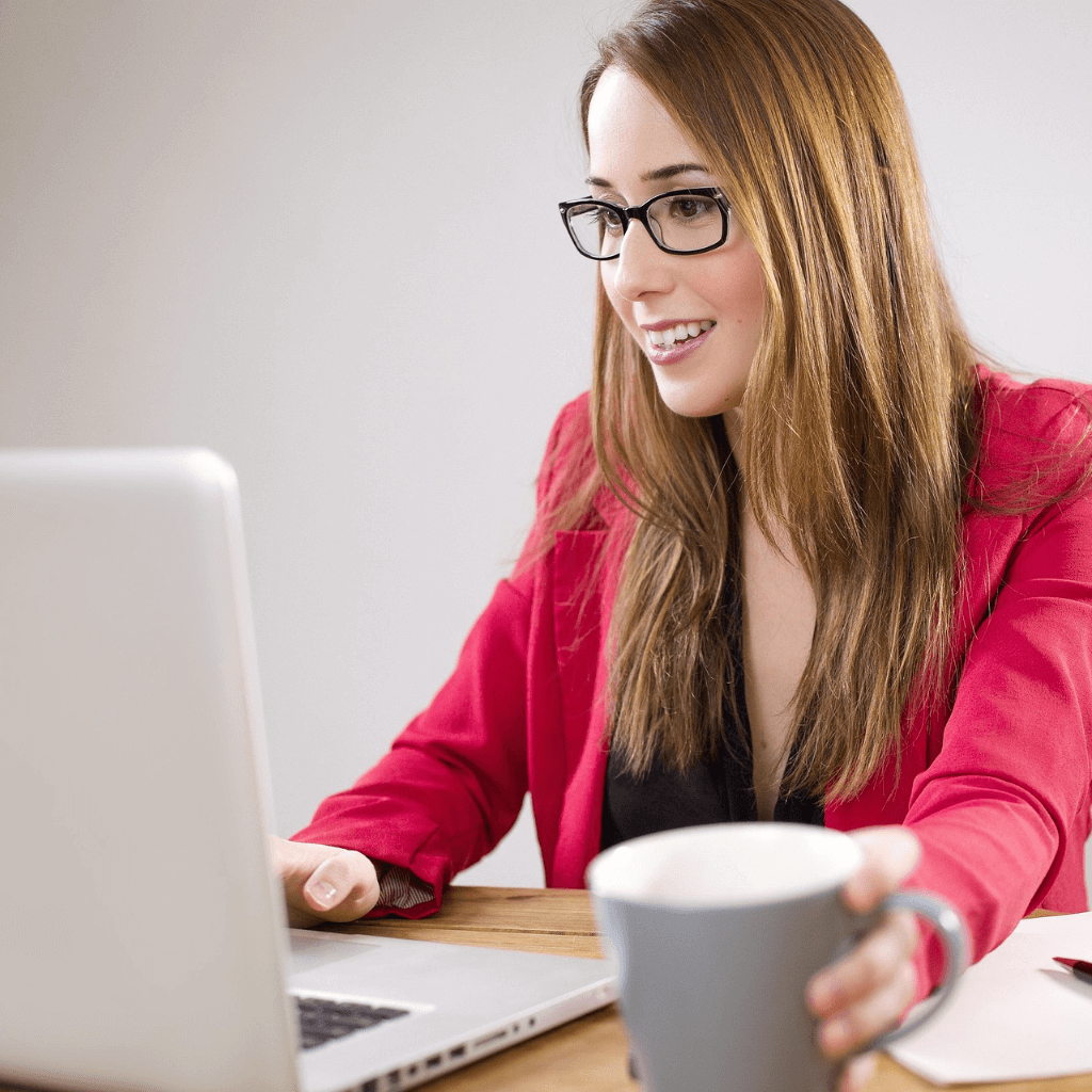 woman working on her laptop